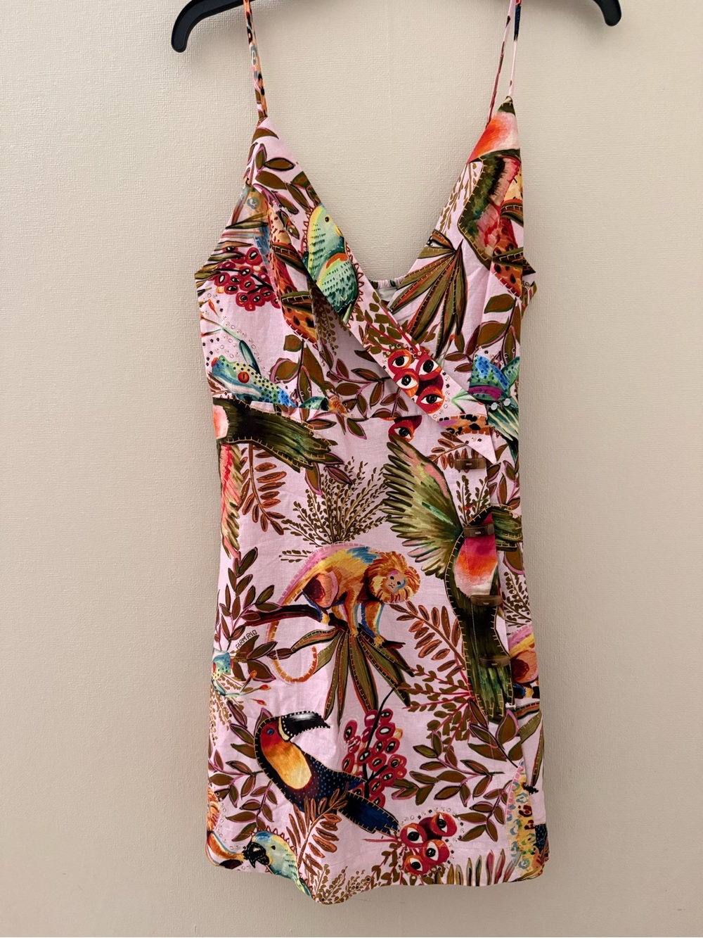 FARM Rio Into the Jungle Print Linen Blend Wrap Minidress - Picture 2 of 9